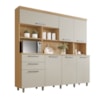 Cozinha Compacta Carvalho/Greige 7 portas 2 Gavetas Nobreza 210Cm 100% MDF Nesher 
