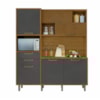 Cozinha Compacta Loft Imperatrize 6 Portas 2 Gavetas 100% Mdf Freijó/Grafite Nesher