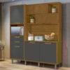 Cozinha Compacta Loft Imperatrize 6 Portas 2 Gavetas 100% Mdf Freijó/Grafite Nesher