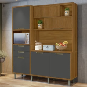 Cozinha Compacta Loft Imperatrize 6 Portas 2 Gavetas 100% Mdf Freijó/Grafite Nesher Cozinha Compacta Loft Imperatrize 6 Portas 2 Gavetas 100% Mdf Freijó/Grafite Nesher