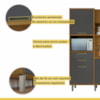 Cozinha Compacta Loft Imperatrize 6 Portas 2 Gavetas 100% Mdf Freijó/Grafite Nesher