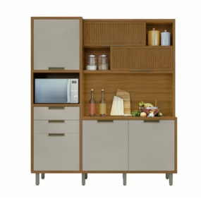 Cozinha Compacta Loft Imperatrize 6 Portas 2 Gavetas 100% Mdf Freijó/Off White Nesher