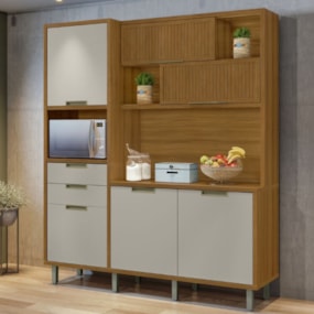 Cozinha Compacta Loft Imperatrize 6 Portas 2 Gavetas 100% Mdf Freijó/Off White Nesher