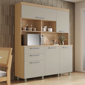 Cozinha Compacta Nobreza C/5 Portas 160Cm Carvalho/Greige Nesher
