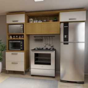 Cozinha Compacta Princesa 4 Portas 1 Gaveta Freijó/off white Nesher