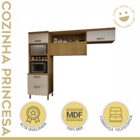 Cozinha Compacta Princesa 4 Portas 1 Gaveta Freijó/off white Nesher