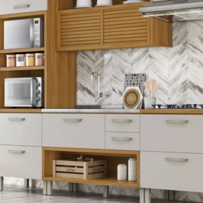 Cozinha Completa 5 Peças Freijó/Off White Princesa Nesher