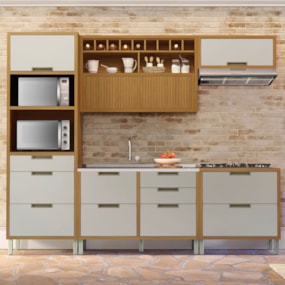 Cozinha Completa 5 Peças Imperatriz Freijó/Off White Nesher