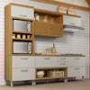 Cozinha Completa 5 Portas 4 Gavetas Ripado 100% MDF Princesa Freijó/Off White Nesher