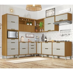 Cozinha Completa Ângulo 9 Peças Imperatriz Freijó/Off White Nesher