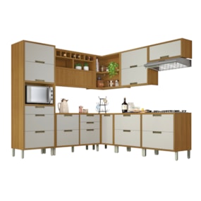 Cozinha Completa Ângulo 9 Peças Imperatriz Freijó/Off White Nesher