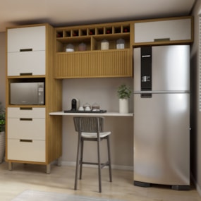 Cozinha Completa Imperatriz 3 Peças 2 Portas Freijo/Off White Nesher