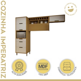 Cozinha Completa Imperatriz 3 Peças 2 Portas Freijo/Off White Nesher