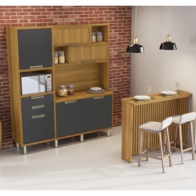 Cozinha Loft Painel Imperatriz Gourmet Freijo/Grafite Nesher