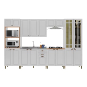 Cozinha Modulada 18 Portas 2 Gavetas Com Vidro Reflecta Firenze Branco Indekes