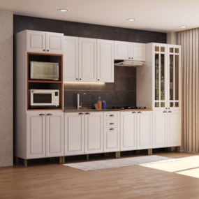 Cozinha Modulada 18 Portas 2 Gavetas Com Vidro Reflecta Firenze Branco Indekes