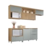 Cozinha Modulada 5 Peças e 5 Gavetas 100% MDF Marquesa Nature/Verde Nesher