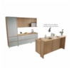 Cozinha Modulada 8 Peças Com 2 Armários Aéreos Ripado 4 Balcões 1 Paneleiro 1 Painel De Ilha Rainha Gourmet Nature/Verde Nesher