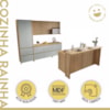 Cozinha Modulada 8 Peças Com 2 Armários Aéreos Ripado 4 Balcões 1 Paneleiro 1 Painel De Ilha Rainha Gourmet Nature/Verde Nesher