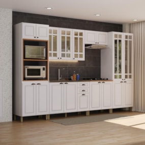 Cozinha Modulada Estilo Americana Com Vidro Reflecta Firenze Branco Indekes