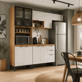 Cozinha Modulada Firenze 10 Portas 2 Gavetas Amêndola/Nude Demobile