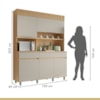 Cozinha Realeza 160 cm 5 Portas 2 gavetas 100% MDF Realeza Carvalho/Greige Nesher