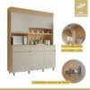 Cozinha Realeza 160 cm 5 Portas 2 gavetas 100% MDF Realeza Carvalho/Greige Nesher