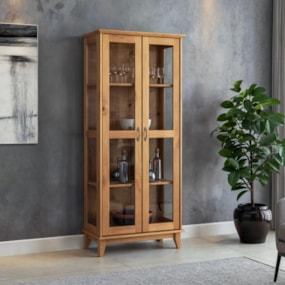 Cristaleira Maderia Maciça Com Portas De Vidro Bella