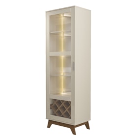 Cristaleira Mirage Com Luzes De LED E Adega Cinamomo/Off White Artely 