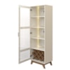 Cristaleira Mirage Com Luzes De LED E Adega Cinamomo/Off White Artely 