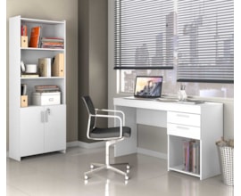 Escritório Compacto 2 Peças Office Branco Notável Móveis Escritório Compacto 2 Peças Office Branco Notável Móveis
