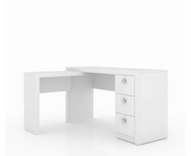 Escrivaninha de Canto 3 Gavetas Me4101 Branco Tecno Mobili Escrivaninha de Canto 3 Gavetas Me4101 Branco Tecno Mobili