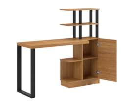 Escrivaninha Estante Industrial 1 Porta F17 Freijó/Preto Pradel Moveis Escrivaninha Estante Industrial 1 Porta F17 Freijó/Preto Pradel Moveis