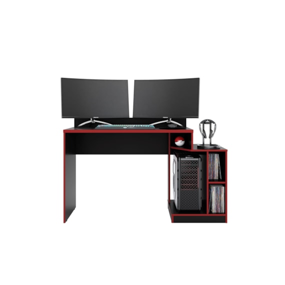 Escrivaninha Gamer Play 136 cm Preto/Vermelho Albatroz