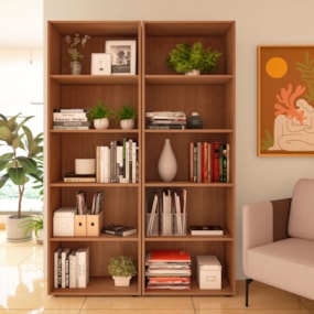 Estante Para Livros Dupla  Multy 10 Prateleiras Cinamomo Artely