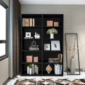 Estante Para Livros Dupla Multy 10 Prateleiras Preto Artely