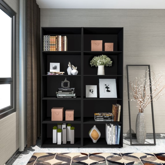 Estante Para Livros Dupla Multy 10 Prateleiras Preto Artely