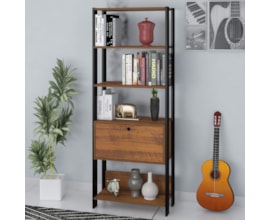 Estante para Livros Match 1 Porta 3 Prateleiras Pinho/Preto Artely Estante para Livros Match 1 Porta 3 Prateleiras Pinho/Preto Artely