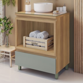Gabinete para Banheiro 70cm 1 Gaveta com Caixa Organizadora Rainha Nesher