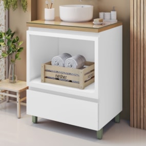 Gabinete para Banheiro 70cm 1 Gaveta com Caixa Organizadora Rainha Nesher