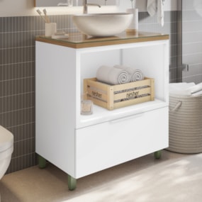 Gabinete Para Banheiro Branco/Nature Marquesa Nesher