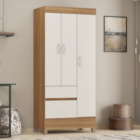 Guarda-Roupa 3 Portas 2 Gavetas Wind Amendola/Off White Demóbile