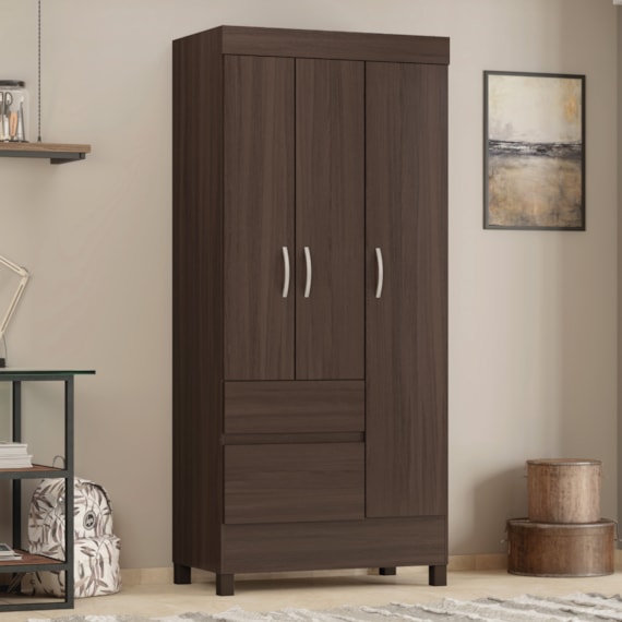 Guarda-Roupa 3 Portas 2 Gavetas Wind Café Touch Demóbile