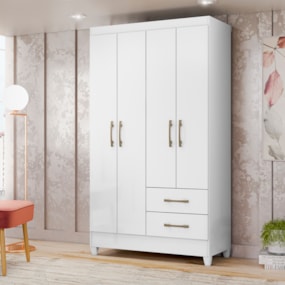 Guarda-Roupa 4 Portas 2 Gavetas Chile Branco Moval 
