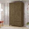 Guarda-Roupa 4 Portas 2 Gavetas Chile Castanho Wood Moval 