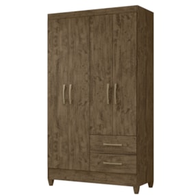 Guarda-Roupa 4 Portas 2 Gavetas Chile Castanho Wood Moval 