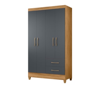 Guarda-Roupa 4 Portas 2 Gavetas Chile Freijó/Cinza Moval