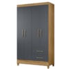Guarda-Roupa 4 Portas 2 Gavetas Chile Freijó/Cinza Moval 