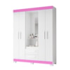 Guarda Roupa Capelinha 4 Portas NT6055 Branco/Rosa Flex Notável Móveis 