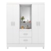 Guarda Roupa Capelinha Lord 4 Portas Com Espelho Branco/Rosa Demóbile